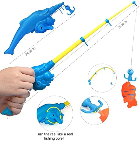 TOY Life Kids Magnetic Fishing Game with Toy Fishing Pole, Fishing Toy for Toddlers,Toddler Fishing Game, Pool Fishing Game, Water Toys for Kids,Outdoor Fishing Games for Kids 3-5,Fishing Bath Toy