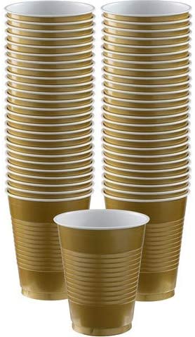 Amscan Plastic Cups Big Party Pack , 18 oz. 50ct., Gold