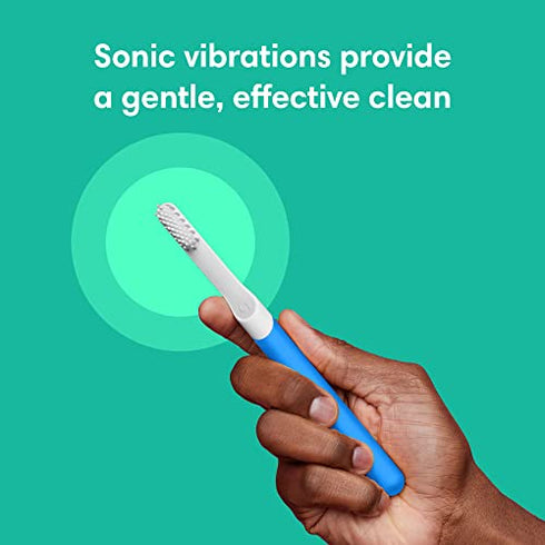 Quip Adult Electric Toothbrush - Sonic Toothbrush with Travel Cover & Mirror Mount, Soft Bristles, Timer, and Plastic Handle - Blue