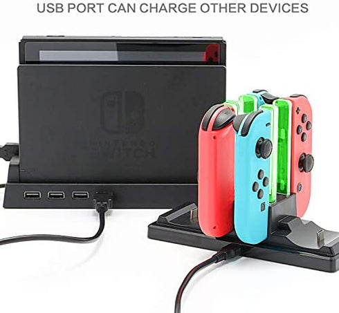 2019 Hub Dock for Nintendo Switch Dock, Switch USB Hub for Nintendo Switch with 4 Output Ports for Wired Pro Controllers, Keyboard, Joy-Con Dock, Switch Controller Adapter, Mobile Phone, etc