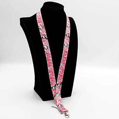 Kitty Cat Lanyard Pink Kitty Cat Lanyard Key Chain Clip Neck ID Badge Holder Lanyard (LD-Kitty Cat-B)