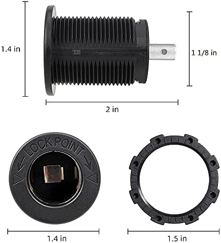 Female 12 Volt Cigarette Lighter Socket Car Automotive Marine ATV Truck RV Boats Lighter Socket Power Outlet Socket Receptacle, DAMAVO YM1084 12V/24V DC Flush Mount with Waterproof Plug (1 PC)