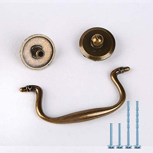 MOOD.SC 4 Pack 2 3/4" C-C Bail Drawer Pull Drop Swing Dresser Handles Hanging Pulls Cabinet Knobs Pull Antique Bronze Antique Brass Swan Neck Bail Pulls Hardware 70 mm 2.75" Hole Center
