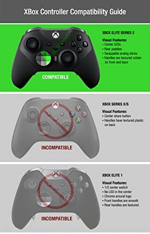 Elite Series 2 Studded Grip Skin for Xbox One Elite Series 2 Controller (NOT for Series X/S/Elite 1) by Foamy Lizard - Sweat Free Silicone w/Flat Top Anti-Slip Studs + 8 QSX-Elite Thumb Grips (Black)