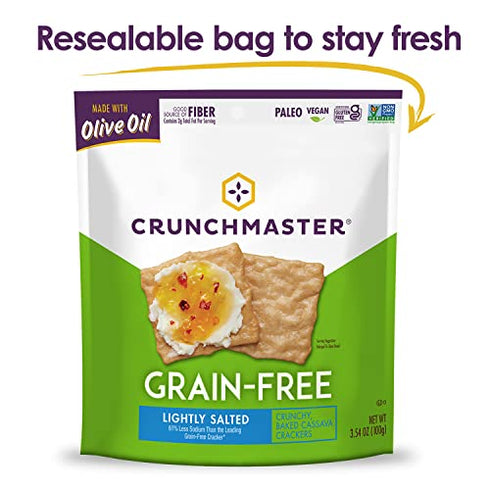Crunchmaster Grain-Free Crackers, Gluten Free, Non GMO – Lightly Salted, 3.54 Ounce (Pack of 1)