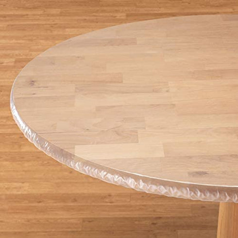 LAMINET - Plastic Elastic Fitted Table Cover Protector - Clear - Large Round - Fits Tables up to 45" - 56" Diameter