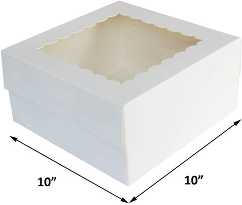 10? x 10? x 5? Cake Boxes With Window & 10? Round Cake Boards(10 Pack Of Each), Paperboard Cake Baker Box For Bakery, Cakes, Pastries By ZMYBCPACK