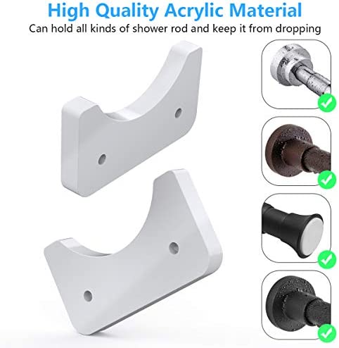 2 Pack Shower Curtain Rod Mount Holder, FEATCH Universal Acrylic 3M Adhesive Wall Mount Holder for Shower Curtain Rod (Shower Curtain Rod Not Included) (White)