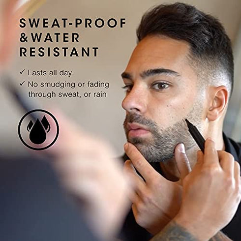 Pacinos Beard Pencil Filler - Water Proof, Long Lasting Coverage & Natural Finish - Beard, Moustache & Eyebrows - Micro-Fork Tip for Seamless Application - Bristle Brush Included(Light Brown)