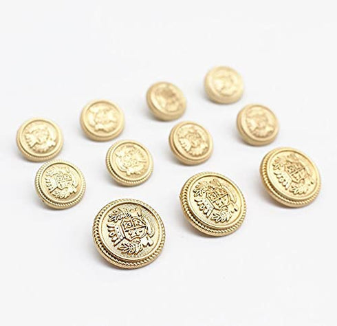 Meillia 17 Pieces Matte Gold Metal Blazer Button Set 15mm 20mm for Blazers, Suits, Sport Coats, Uniform, Jackets (MBM21)