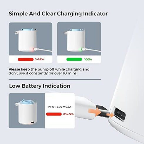FLEXTAILGEAR Tiny Pump Portable Air Pump Ultra-Mini Air Pump with 1300mAh Battery USB Rechargeable to Inflate Deflate for Pool Floats Air Bed Air Mattress Swimming Ring Vacuum Storage Bags (Blue)