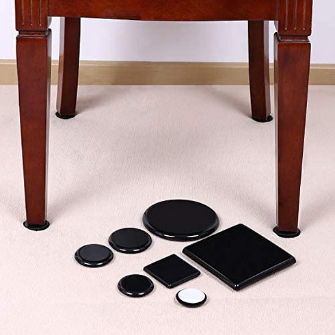 Ezprotekt 16 Pack 2-3/4" Self-Stick Round Carpet Furniture Sliders Furniture Moving Slider for Carpet, Heavy Duty Self-Adhesive Furniture Movers Moving Pads Chair Glides for Carpet (Round, Black