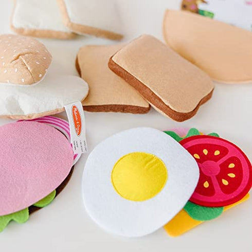 Melissa & Doug Felt Food Sandwich Play Food Set (33 pcs) - Felt Sandwich Play Set For Kids Kitchen, Pretend Play Sandwich, Felt Sandwich Toy For Toddlers Kids Ages 2+