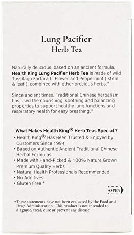Health King Medicinal Teas Lung Pacifier Herb Tea Bags, 20 Count
