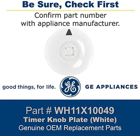 GE WH11X10049 Genuine OEM Timer Knob Plate (White) for GE Washing Machines