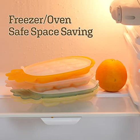haakaa Silicone Nibble Tray -Breastmilk Teething Popsicle Mold - Baby Fresh Food Freezer Nibbler Feeder- Ice Cube Tray - Baby Serving Divided Sausage Plate - 4m+Baby Toddler -Pineapple Blush
