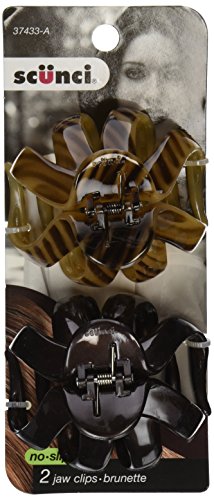 Scunci by Conair No-Slip Grip Hair Claw Clips, Octopus Clip, Claw Hair Clip in Black & Tortoise, Packaging May Vary, 2 Pack