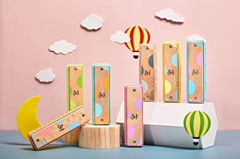 Hape Blues Harmonica | 10 Hole Wooden Musical Instrument Toy for Kids, Orange (E8917)