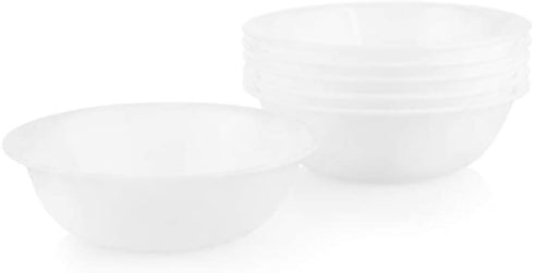Corelle Cereal Bowl Set for 6 | 18 Ounce Reusable Soup Bowls in Winter Frost White | Triple Layer Strong Glass is Eco-Friendly and Highly Chip and Crack Resistant | Dishwasher and Microwave Safe