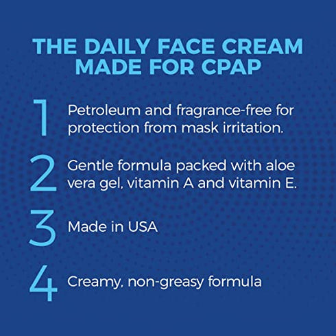 CPAP Skin Moisturizer by Snugell™ | Daily Face Cream with Aloe Vera and Vitamin A & E | Petroleum-Free | Fragrance-Free | Non-Greasy | Specially Designed for CPAP Users | 4 Fl. Oz.