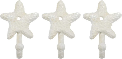 TOPBATHY 3pcs Wall Hooks Sea Star Shape Wall Mounted Decorative Hooks Coat Clothes Hooks Key Hat Hooks Towel Robe Hooks Wall Hangers Nautical Beach Coastal Wall Decorations Ornaments