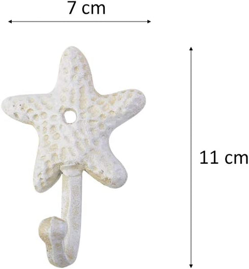 TOPBATHY 3pcs Wall Hooks Sea Star Shape Wall Mounted Decorative Hooks Coat Clothes Hooks Key Hat Hooks Towel Robe Hooks Wall Hangers Nautical Beach Coastal Wall Decorations Ornaments