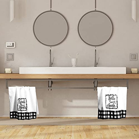 2 Pieces Farmhouse Hand Towel for Bathroom Black White Hand Towels Funny Black and White Bathroom Decor for Bathroom Kitchen Farmhouse Restroom (Classic Style)