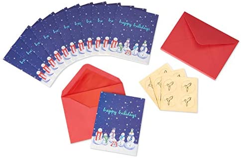 Papyrus Holiday Cards Boxed with Envelopes, Happy and Peaceful Season, Snowmen (20-Count)