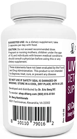 Dr. Berg's Liver Cleanse Detox & Repair Capsules - Liver Support Supplement with Milk Thistle, Ox Bile,Turmeric and Other Unique Liver Care Nutrients - Herbal Liver Health Formula 60 Caps