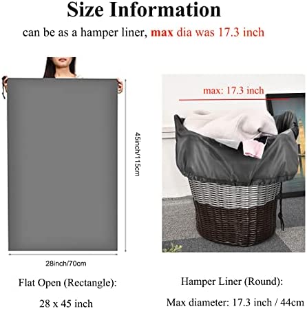 OTraki XL Travel Laundry Bags 2 Pack 28 x 45 inch Heavy Duty Drawstring Dorm Large Organizer Bag Tear Resistant Big Laundry Hamper Basket Liner Jumbo Dirty Clothes Storage, Three Loads of Clothes Grey