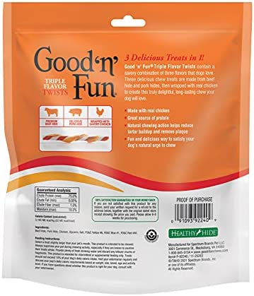 Good'N'Fun Triple Flavored Rawhide Twists For Dogs, 35 Count
