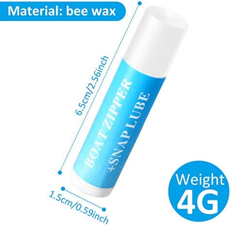 Snap and Zipper Lubricant Zip Wax for Boat Care Marine Snap Lube Stick Tube for Boat, Canvas, Wetsuit Drysuit, Bimini Snap