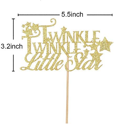 LaVenty Twinkle Twinkle Little Star Glittery Cake Topper Party Decoration Baby Shower Gender Reveal First Birthday Party Decor