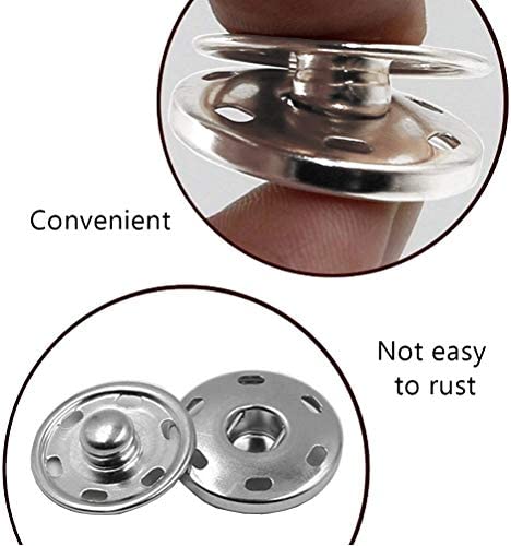 50 Sets Sew-on Snap Buttons, Metal Snaps Fasteners Press Studs Buttons for Sewing Clothing, 3/4" 19mm(Silver)