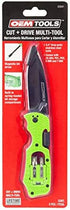 OEMTOOLS 25541 Cut and Drive Multi Tool, Drop Point Knife, Screwdriver, Bit Set, Ruler, and Bottle Opener, EDC, Contractor, HVAC Tool, Green and Black