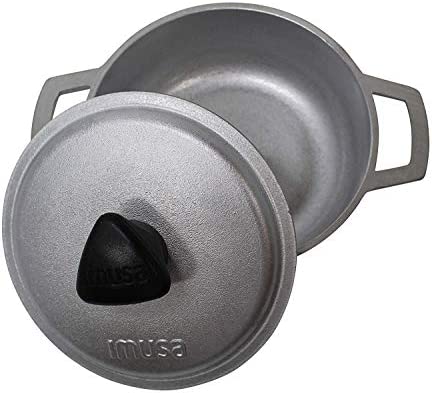 IMUSA USA 0.7Qt Traditional Colombian Mini Caldero (Dutch Oven) for Cooking and Serving, 0.7 Quart, Silver