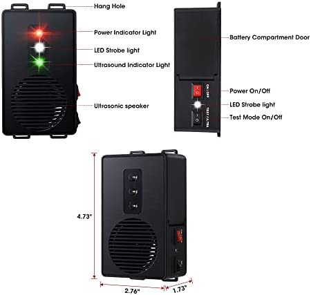 Loraffe Rodent Repellent Ultrasonic Under Hood Animal Repeller Battery Operated Rat Strobe Light Mouse Deterrent for Car Engine Garage Home Attic Warehouse, Indoor Pest Control, Vehicle Protection