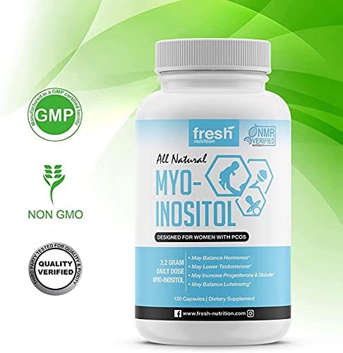 Myo-Inositol - PCOS - 2200mg Strongest NMR Verified - 120 High Potency Powder Capsules - Best Value Myo Inositol - Made in The USA
