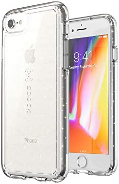 Speck Products GemShell iPhone SE (2022) Case| iPhone SE (2020)| iPhone 8| iPhone 7 - Clear with Gold Glitter/Clear