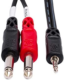 Hosa CMP-153 3.5 mm TRS to Dual 1/4" TS Stereo Breakout Cable, 3 Feet