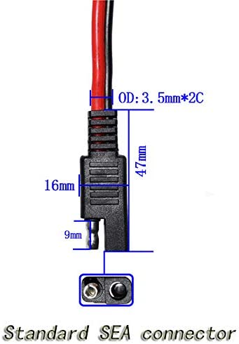 14AWG SAE DC Power Automotive Connector Cable Y Splitter 1 to 2 SAE Extension Cable, Fit for Suitable for Solar Battery Connection and Transfer 12inch/30cm - with Protective Cover