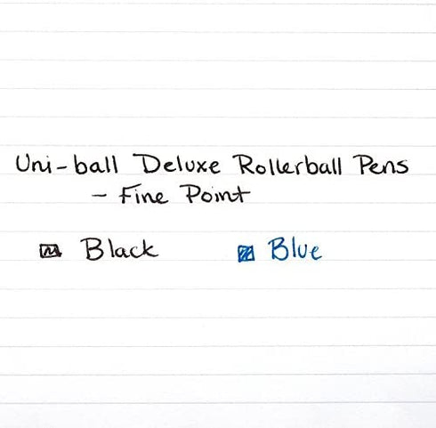 Uni-Ball Deluxe Rollerball Stick Pens, Fine Point 0.7mm, Black Ink, Champagne Gold Barrel, Pack of 6