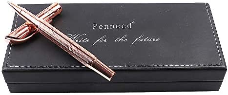 Pemmeed Rollerball Pen Liquid Ink Pens for Women Luxury Box Gel Pen Black Ink Fancy Pen Refillable for Executive Office,Professional,Birthday Nice Pens G5(Rose Gold)