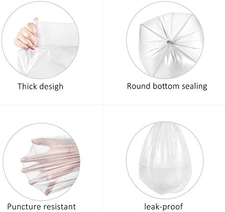 2 Gallon 80 Counts Strong Trash Bags Garbage Bags by Teivio, Bathroom Trash Can Bin Liners, Small Plastic Bags for home office kitchen, Clear