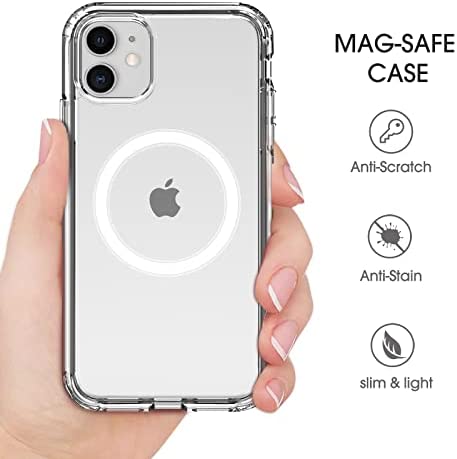 amCase Clear Case with Built-in Magnets Compatible with iPhone 11 (6.1") and MagSafe Accessories, Support Wireless Charging, Strong Magnetic