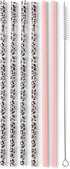 Swig Life Luxy Leopard + Blush Tall Straw Set & Cleaning Brush, Each Straw is 10.25 inch Long (Fits Swig Life 20oz Tumblers, 22oz Tumblers, and 32oz Tumblers)