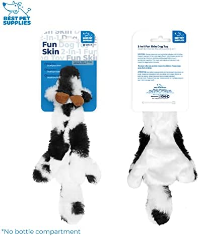 Best Pet Supplies 2-in-1 Stuffless Squeaky Dog Toys with SoftFabric for Small, Medium, and Large Pets, No Stuffing for Indoor Play, Supports Active Biting and Play - Cow, Small