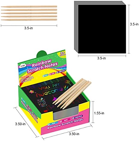 ZMLM Rainbow Scratch Mini Art Notes - 125 Magic Scratch Note Pads Cards Sheets for Kids Black Scratch Crafts Arts DIY Party Favor Supplies Kit Birthday Game Toy Gifts Box for Girls Boys Halloween