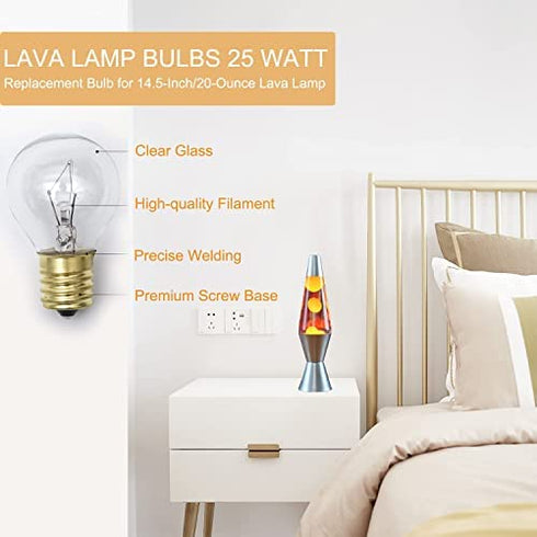 Lava Lamp Bulb 25 Watt, E17 Intermediate Base 6 Packs The Lava Original Replacement Bulb for 14.5-Inch/20-Ounce Lava Lamp, E17 Base 120 Volt Lava Lamp Replacement Bulbs, S11 Bulb