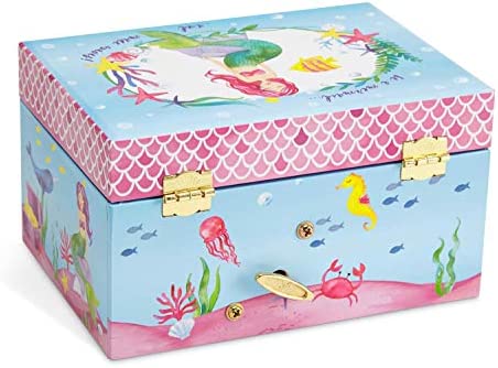 Jewelkeeper Mermaid Musical Jewelry Box, Underwater Design with Narwhal, Over the Waves Tune